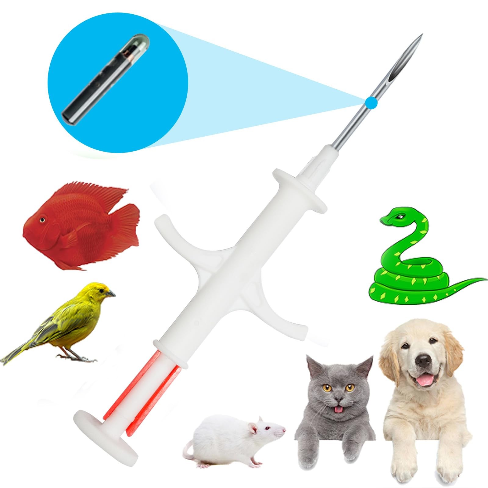 20 PCS 1.25x7mm Mini Microchip Implant Kit Dog Cat RFID Pet Transponder Tag