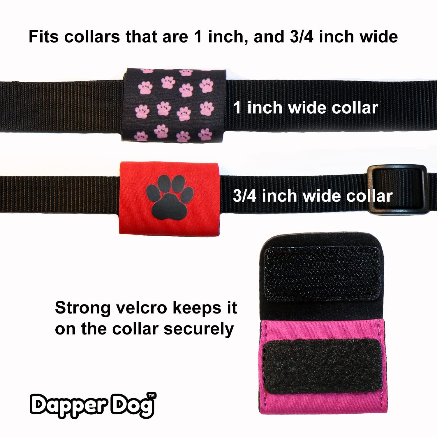 Dapper Dog Pet Tag Silencer and AirTag Holder (Black with Blue Paw)