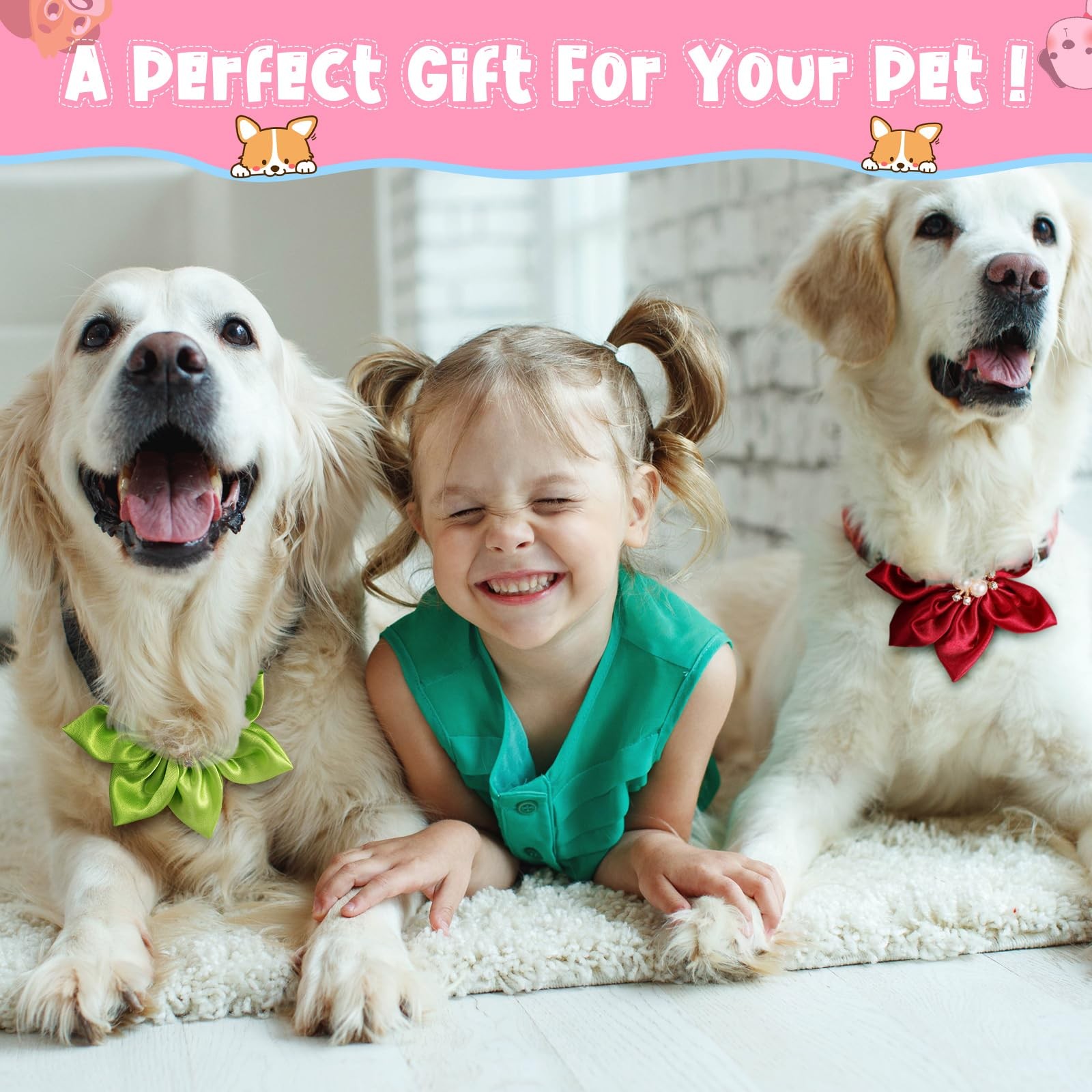 Reginary 20 Pcs Dog Collar Flowers, approx. 3.35 inches/ 8.5 cm, multicolor