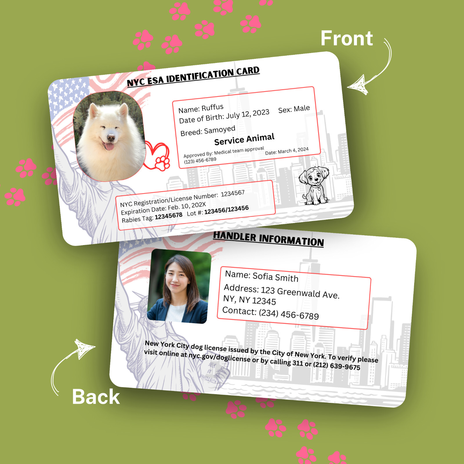 Custom NYC Pet ID Cards | ESA and Service Animal ID | ID Style Cards
