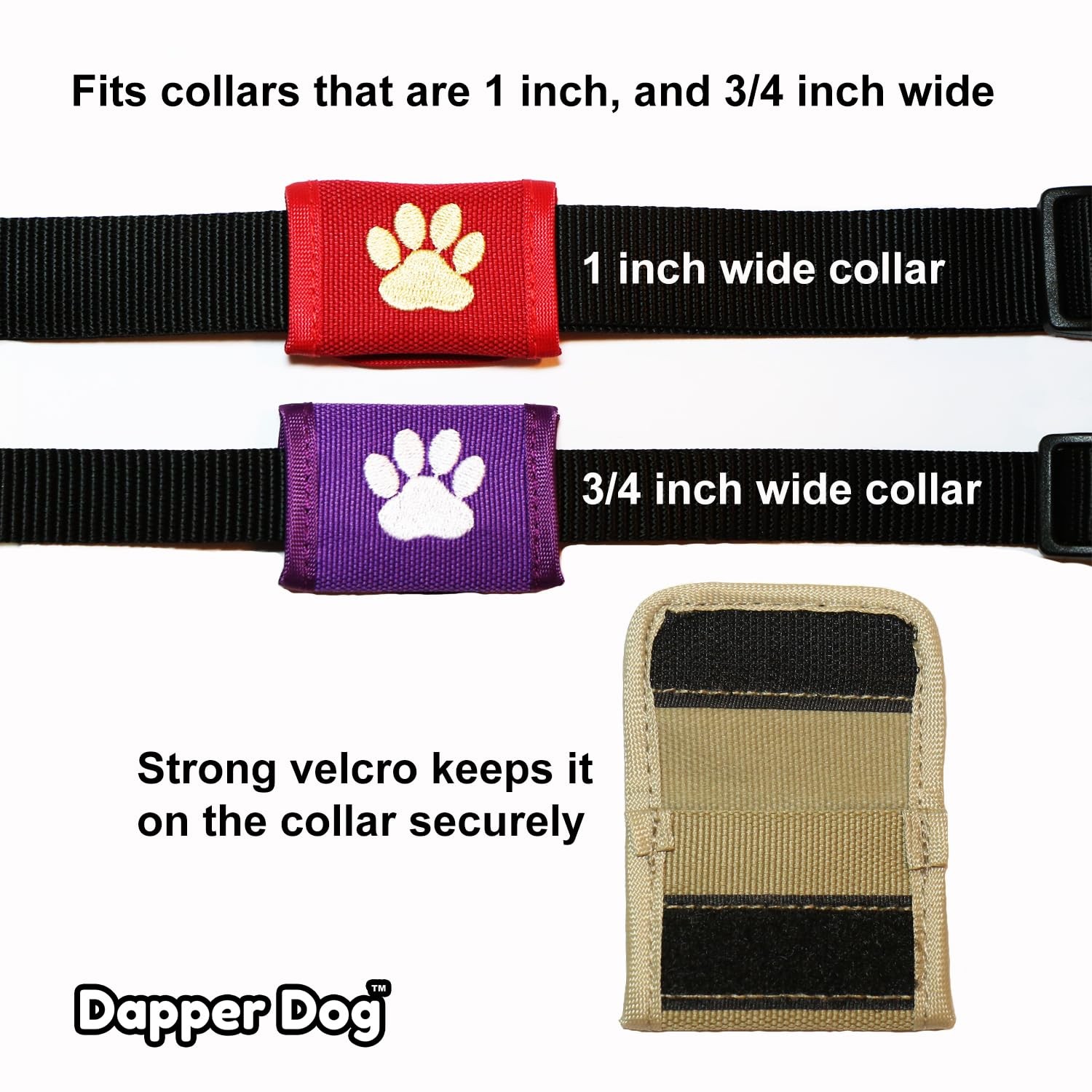 Black Dapper Dog Pet Tag Silencer Ballistic Nylon Quiet Collar Accessories