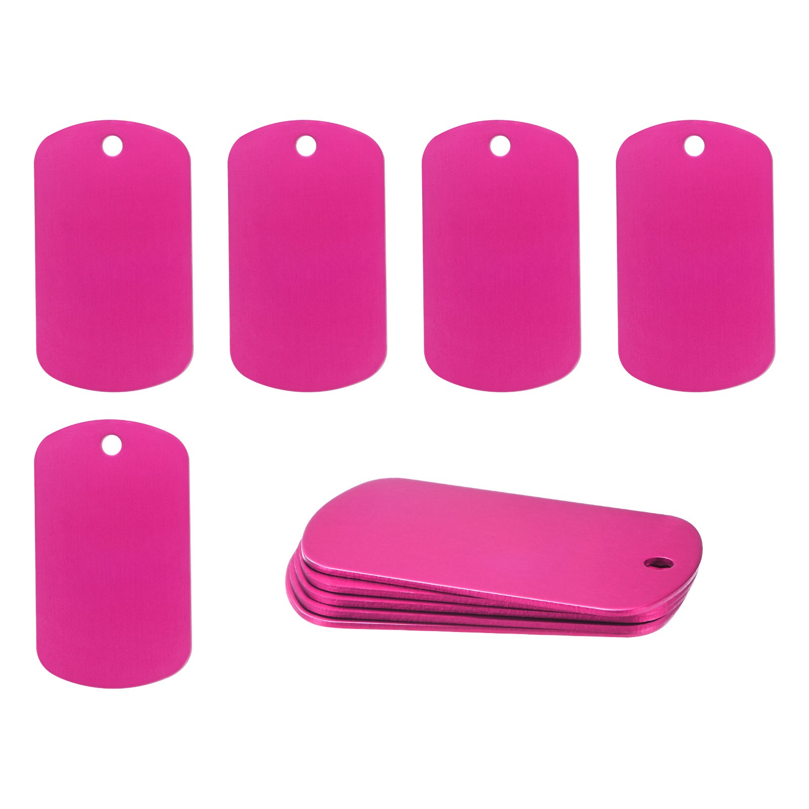 10-Pack 2″ x 1.18″ x 0.04″( L x W x T ) Blank Dog Tags [Rose Red, 1 Hole]