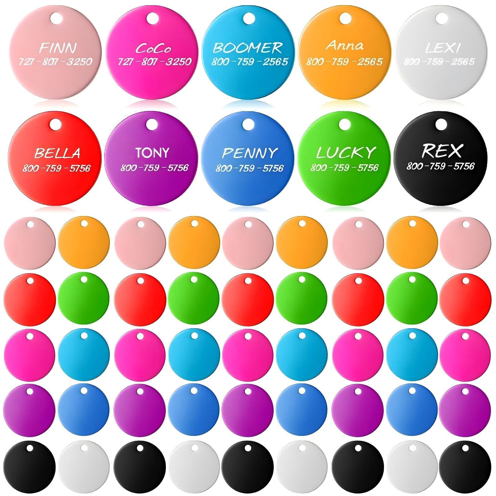 Blank Dog Pet Tags 25 mm for Engraving Aluminum Round Discs Smooth Metal Colo…