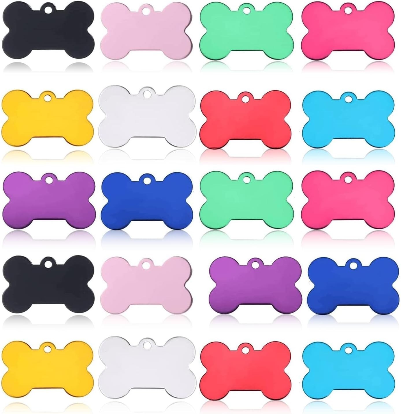 20 Pcs 38MM Blank Bone Shape Pet ID ，Double Sided Blank Tag Dog Cat Pet Name …