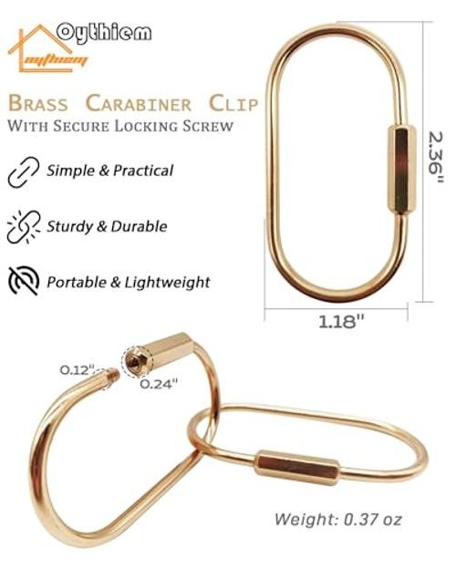 Premium Brass Keychain-Gold Key Ring Gold Carabiner Clip with Secure Locking