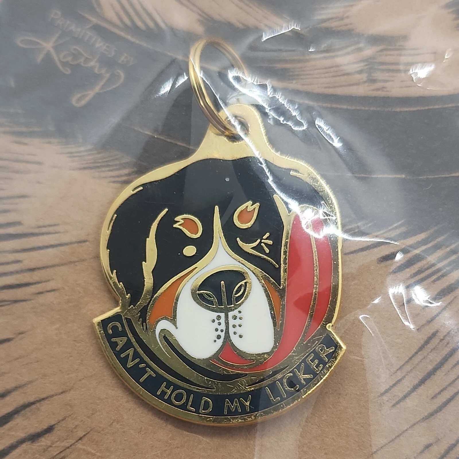 ST BERNARD DOG PET CHARM METAL ENAMEL TAG CAN’T HOLD MY LICKER LIQUOR