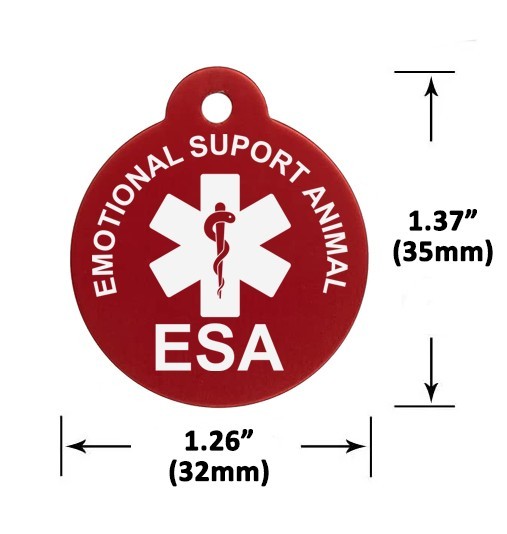 Emotional Support Animal ESA Custom Personalized Pet tags Engraved ID Tag