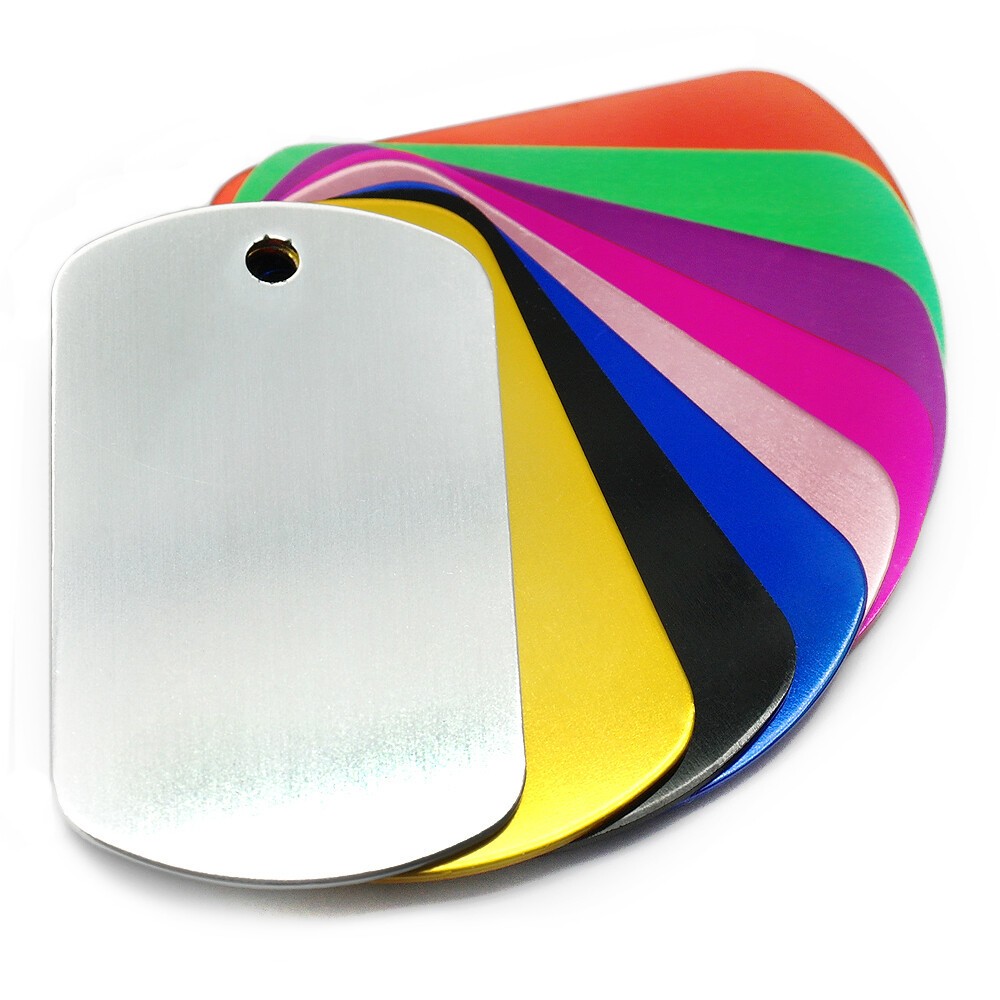 WHOLESALE LOT 500PCS 9 COLORS BLANK DOG TAG SHINY Aluminum ARMY MILITARY SPEC