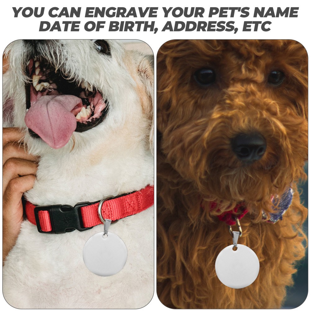 10Pcs Titanium Steel Blank Pet Id Tags Silver Round Metal Dog Tags