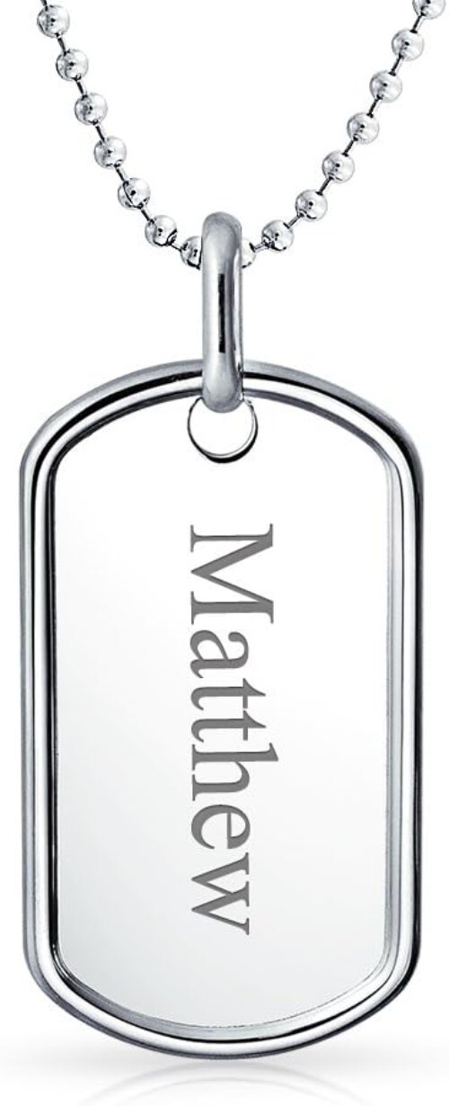 Personalized Dog Tag Pendant Necklace – Hypoallergenic Sterling Silver – 18 Inch