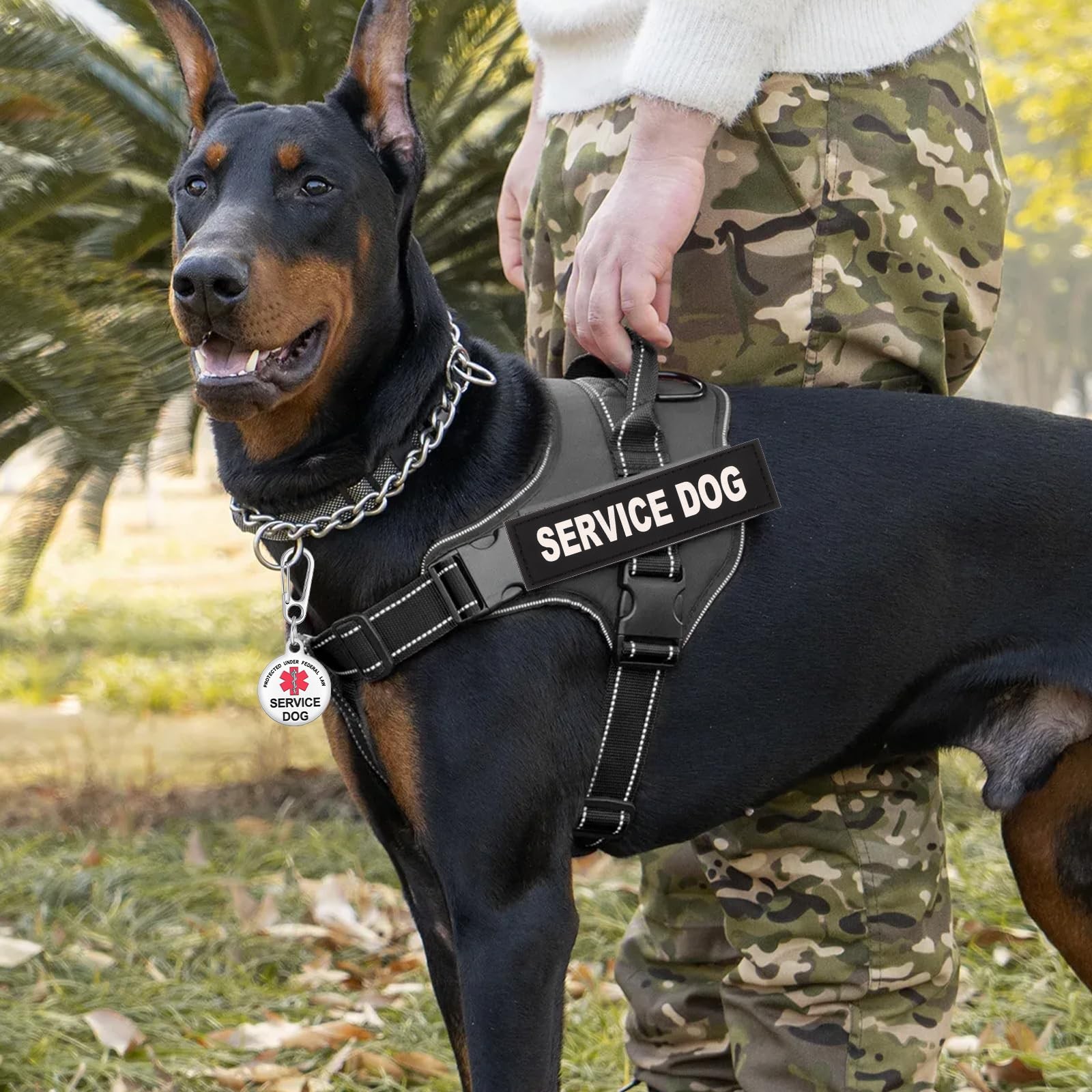 2pcs Service Dog Patches and ID Tags, Removable 11×3 cm/4.33×1.18 in, Black