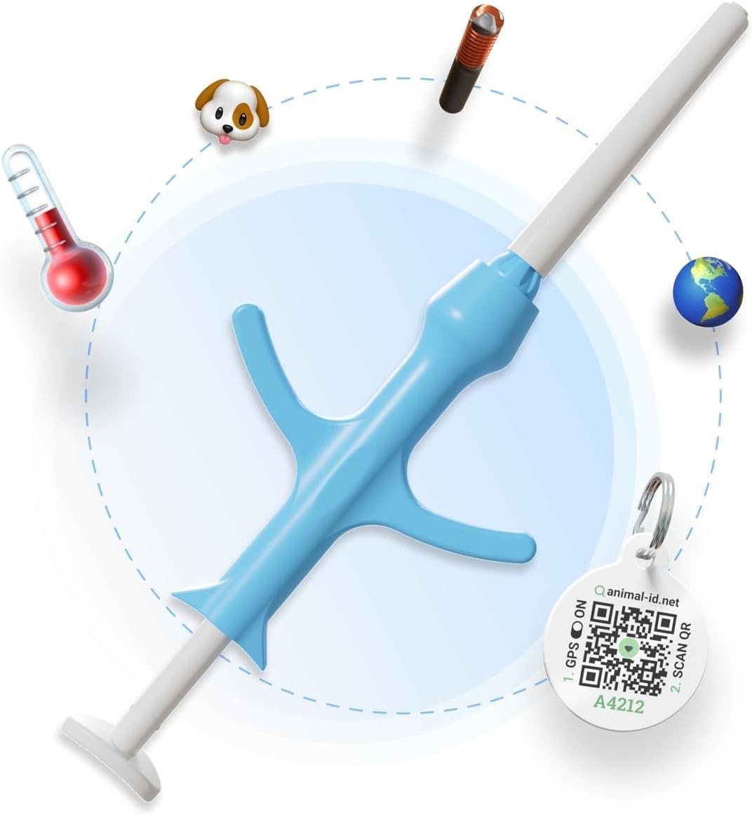 Temperature Microchip Kit for Dogs & Cats | QR Pet ID Tag | 1.4x8mm