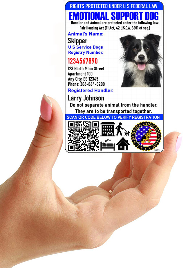 Holographic Emotional Support Dog ID w/QR Code & ID Holder Plus Digital Copy