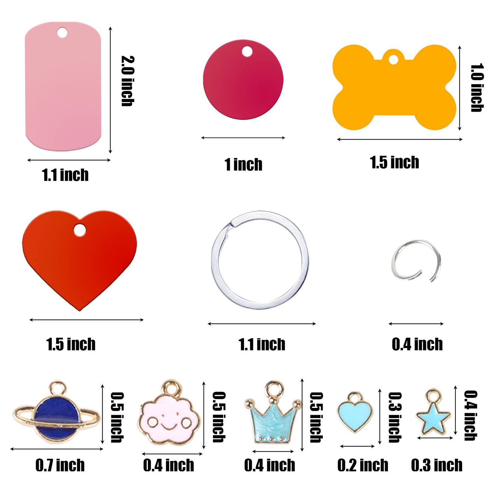 140pcs Pet ID Tag Set with 40pcs Colourful Blank Dog Tags Double Sided Alumin…