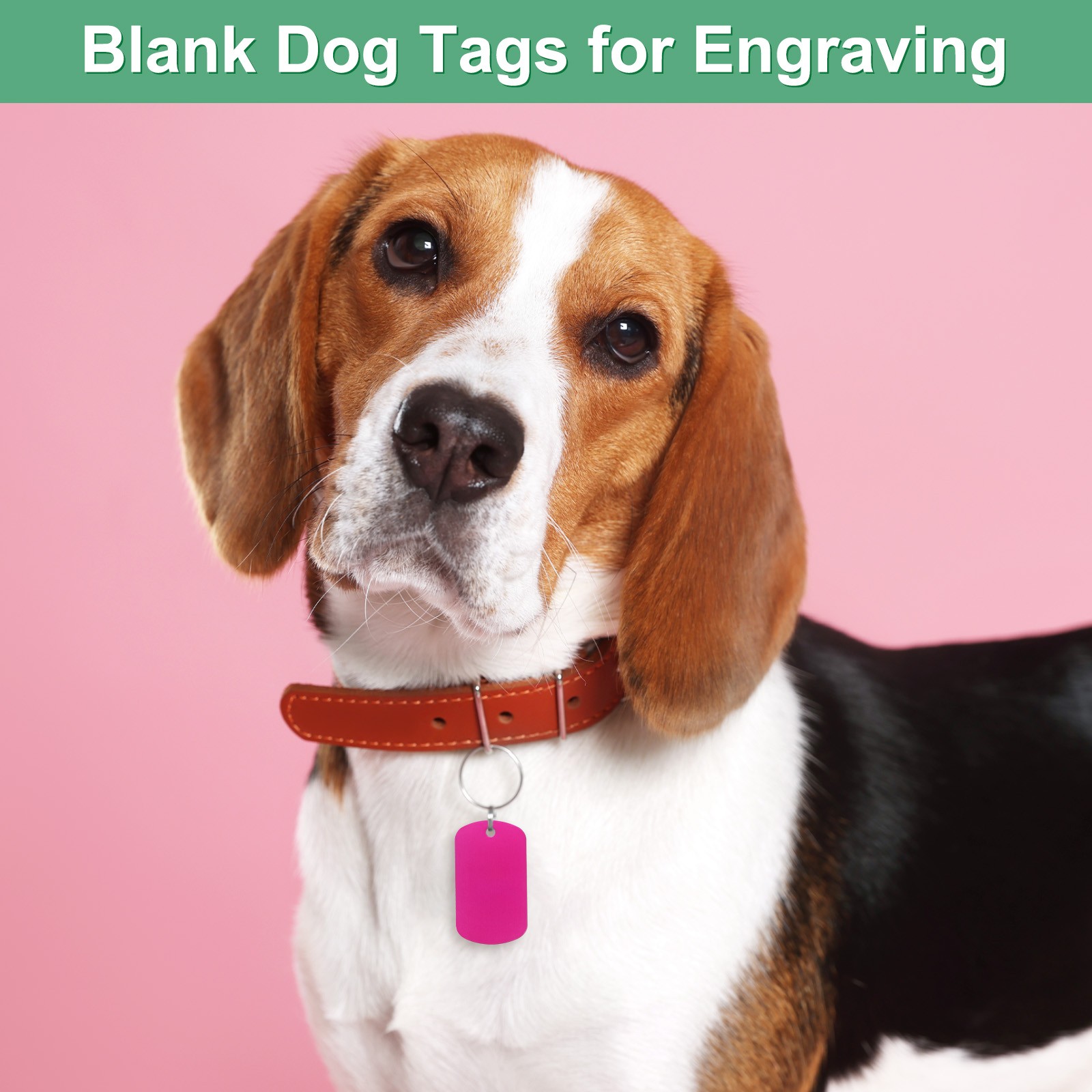 10-Pack 2″ x 1.18″ x 0.04″( L x W x T ) Blank Dog Tags [Rose Red, 1 Hole]