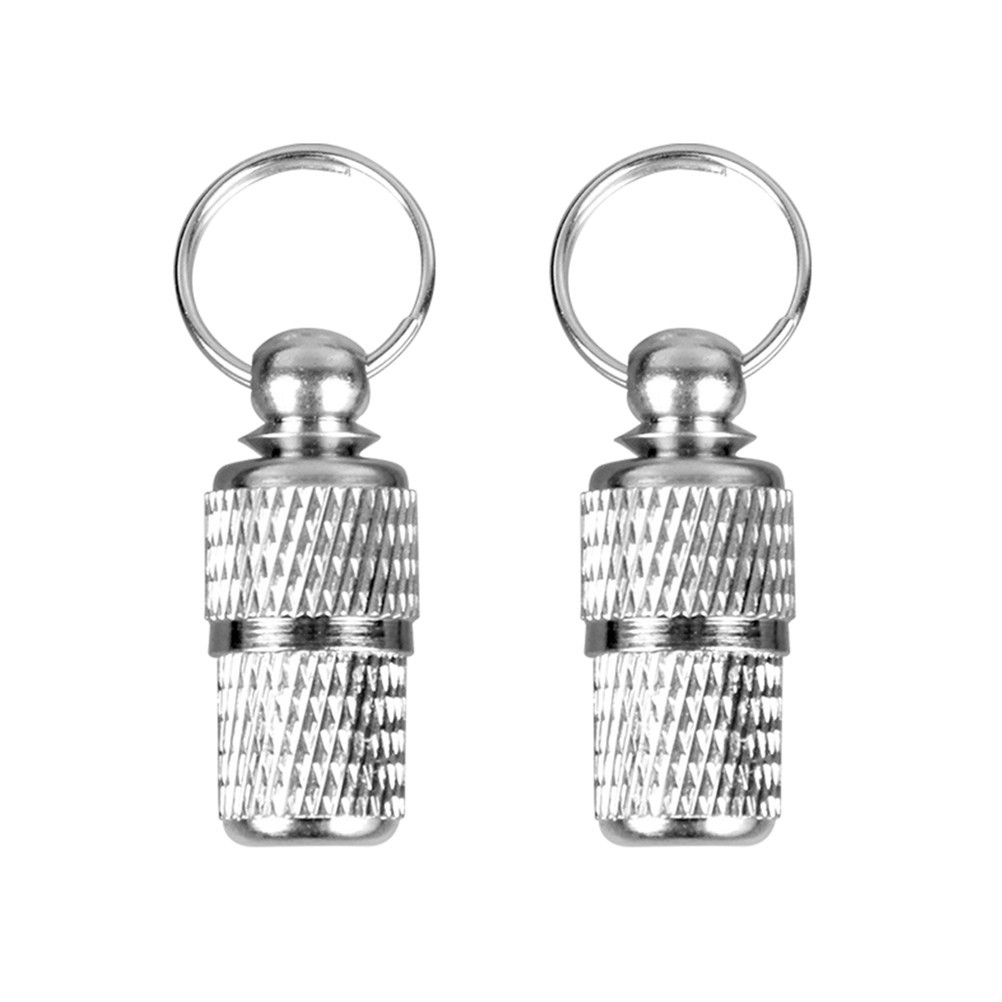 2Pcs Durable Dog Id Tubes Silver with Ring Portable Pet Collar Tags