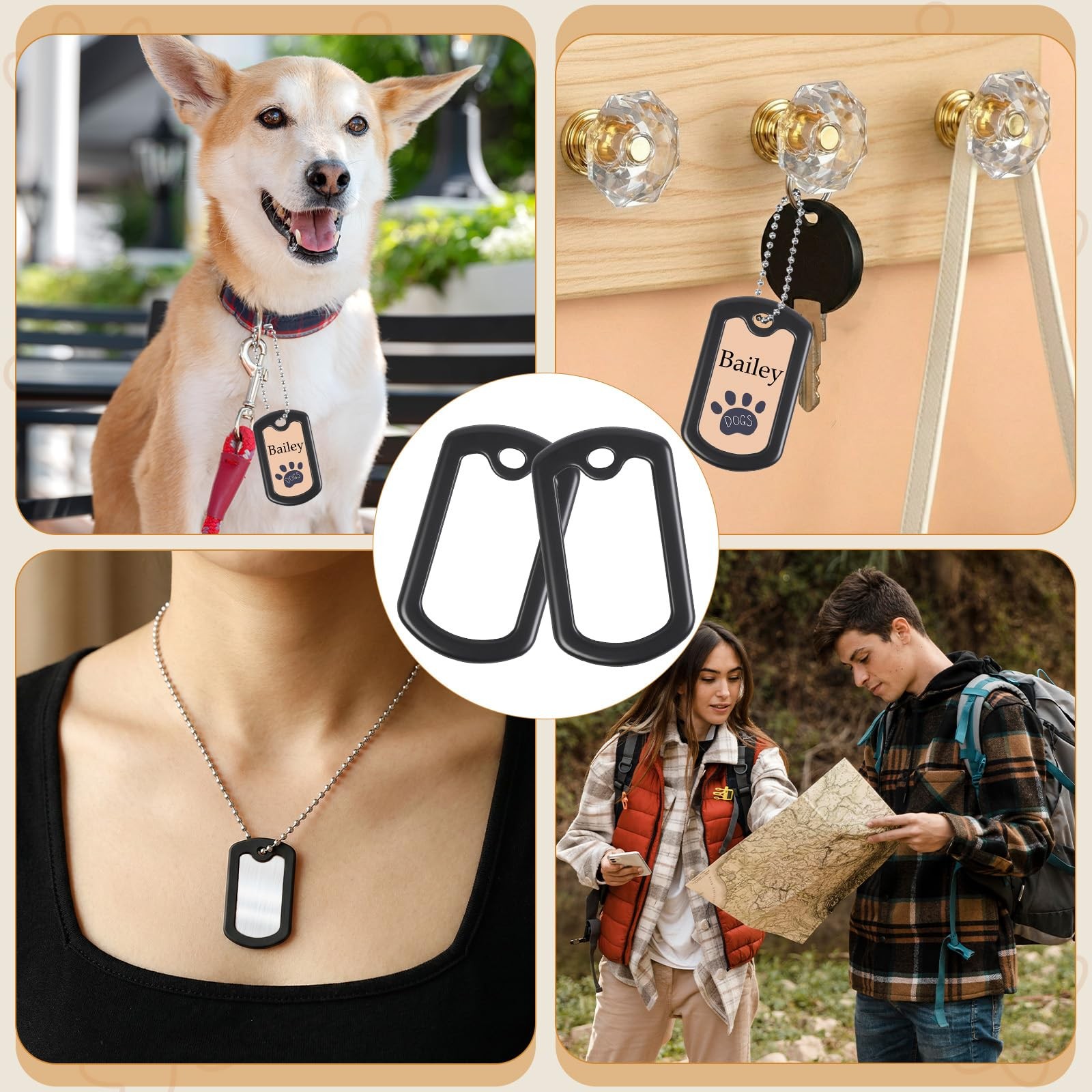 10 PCS Silicone Dog Tag Cover, Black Dog Tags Silencer Cover with Stainless S…