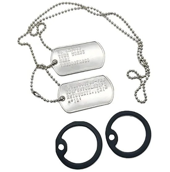 Custom Embossed Military Issue Stainless Steel Army Navy Marines AF ID Dog Tags