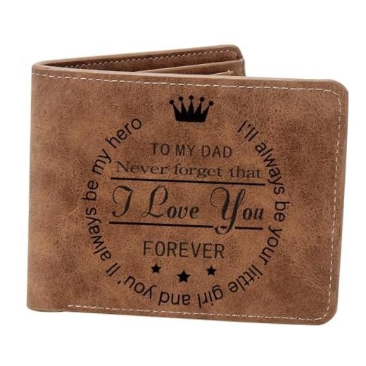 THTCSQ To My Dad Gifts,Leather Wallet for Men, Engraved Never forget DAD