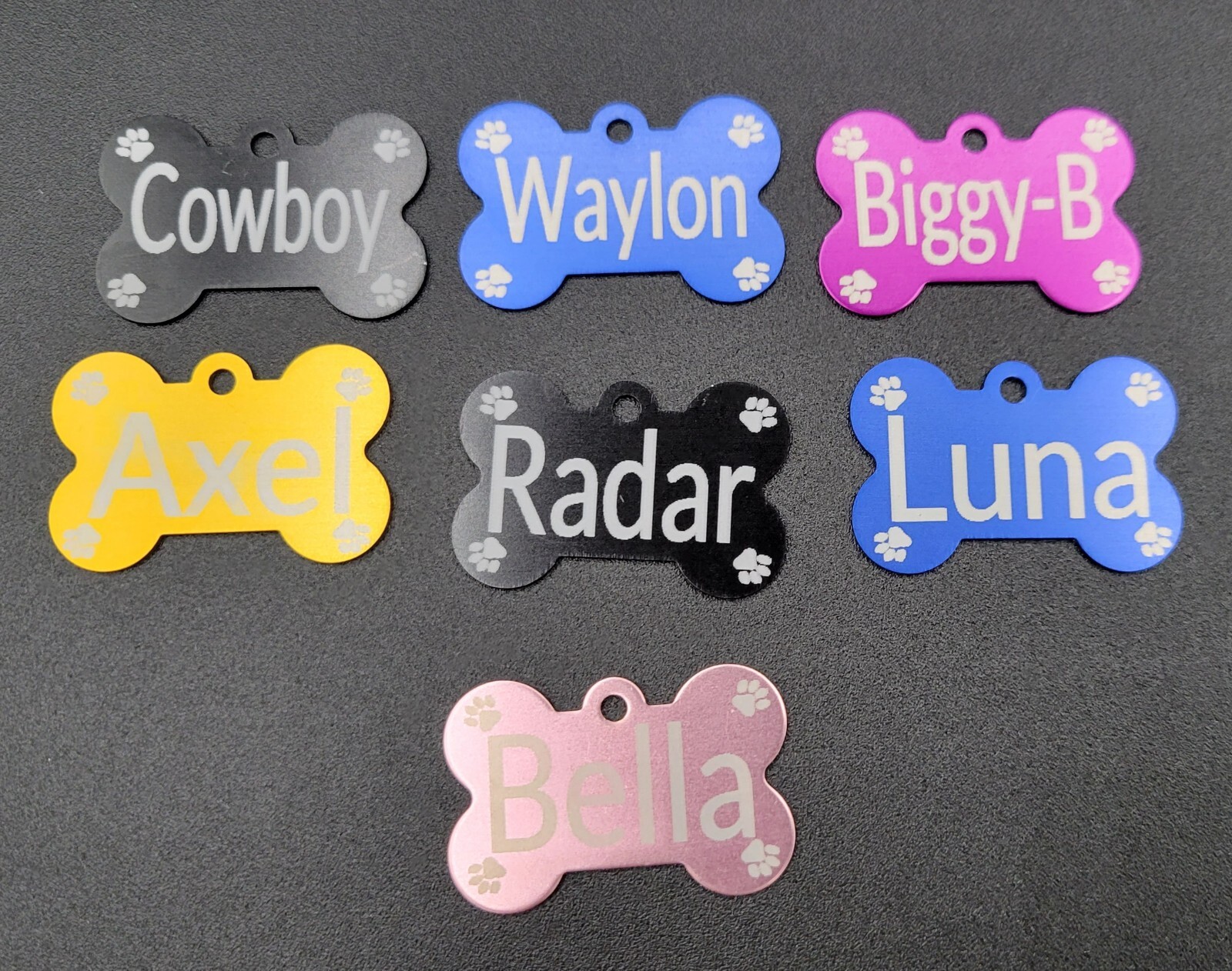 Custom Engraved Tag Bone Print Pet Tag Dog ID Name Animal Personalized- USA