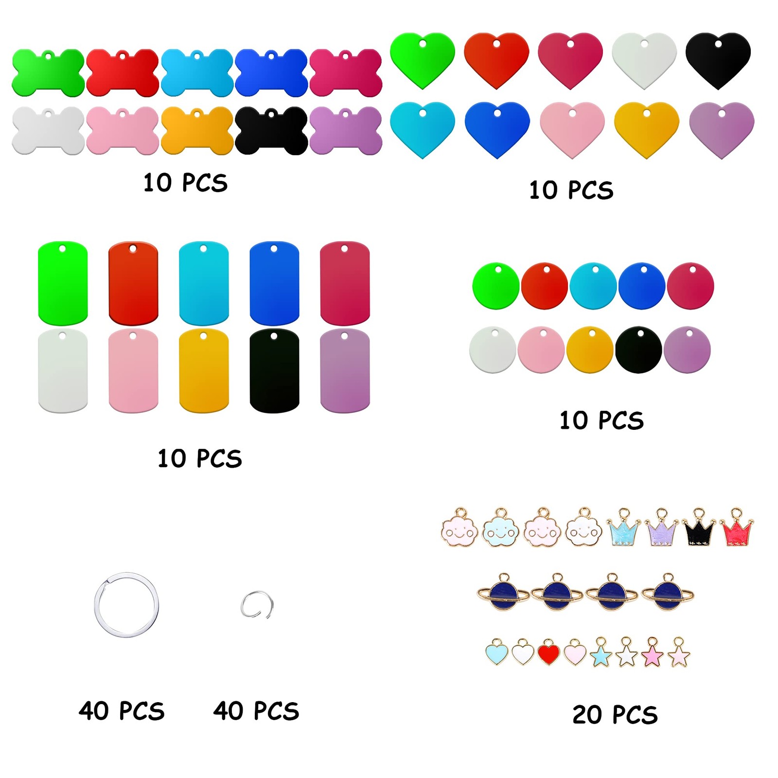 140pcs Pet ID Tag Set with 40pcs Colourful Blank Dog Tags Double Sided Alumin…