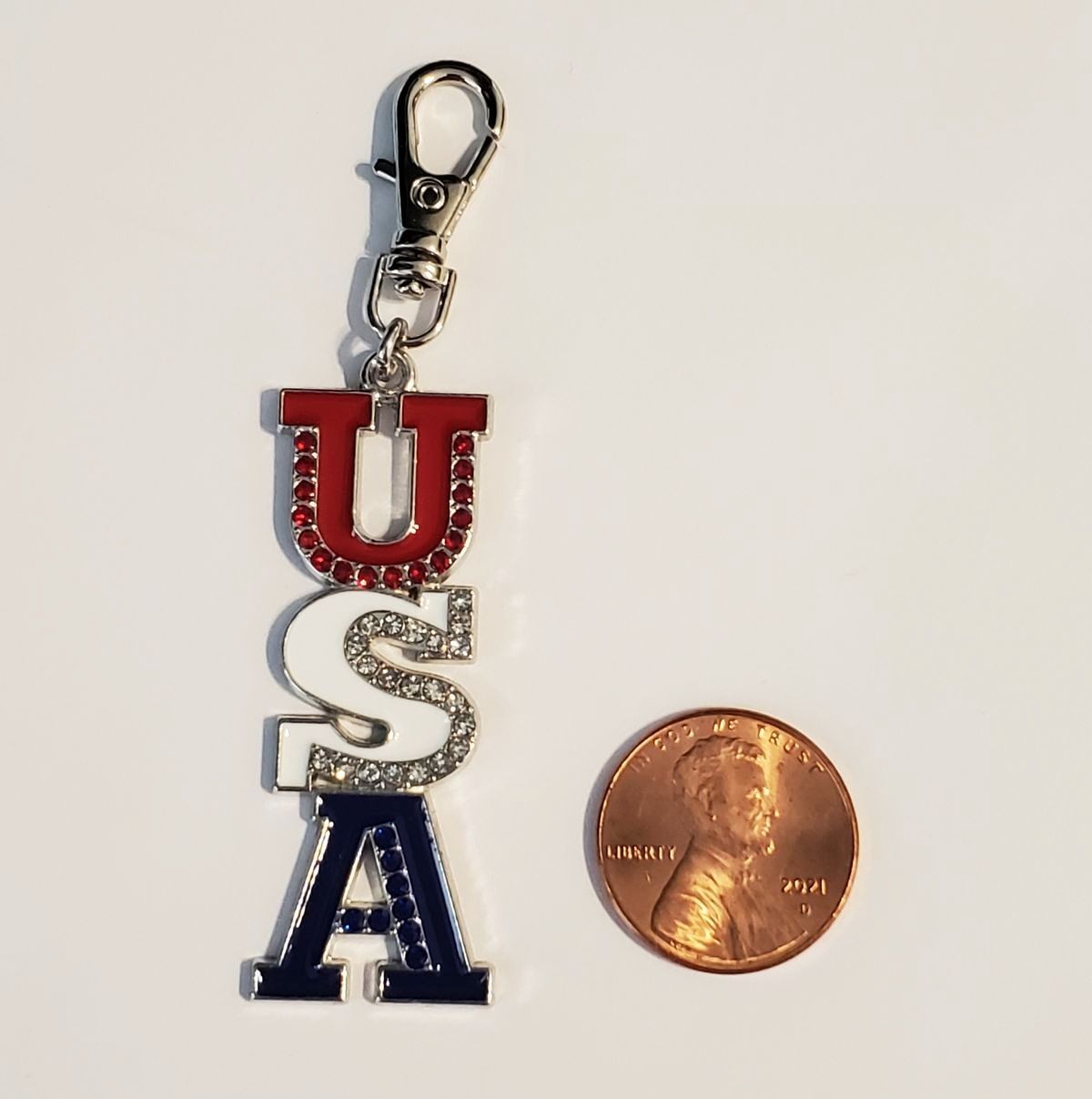 USA CHARM AMERICAN PATRIOTIC ZIPPER PULL BAG ACCESSORY DOG CAT COLLAR MILITARY