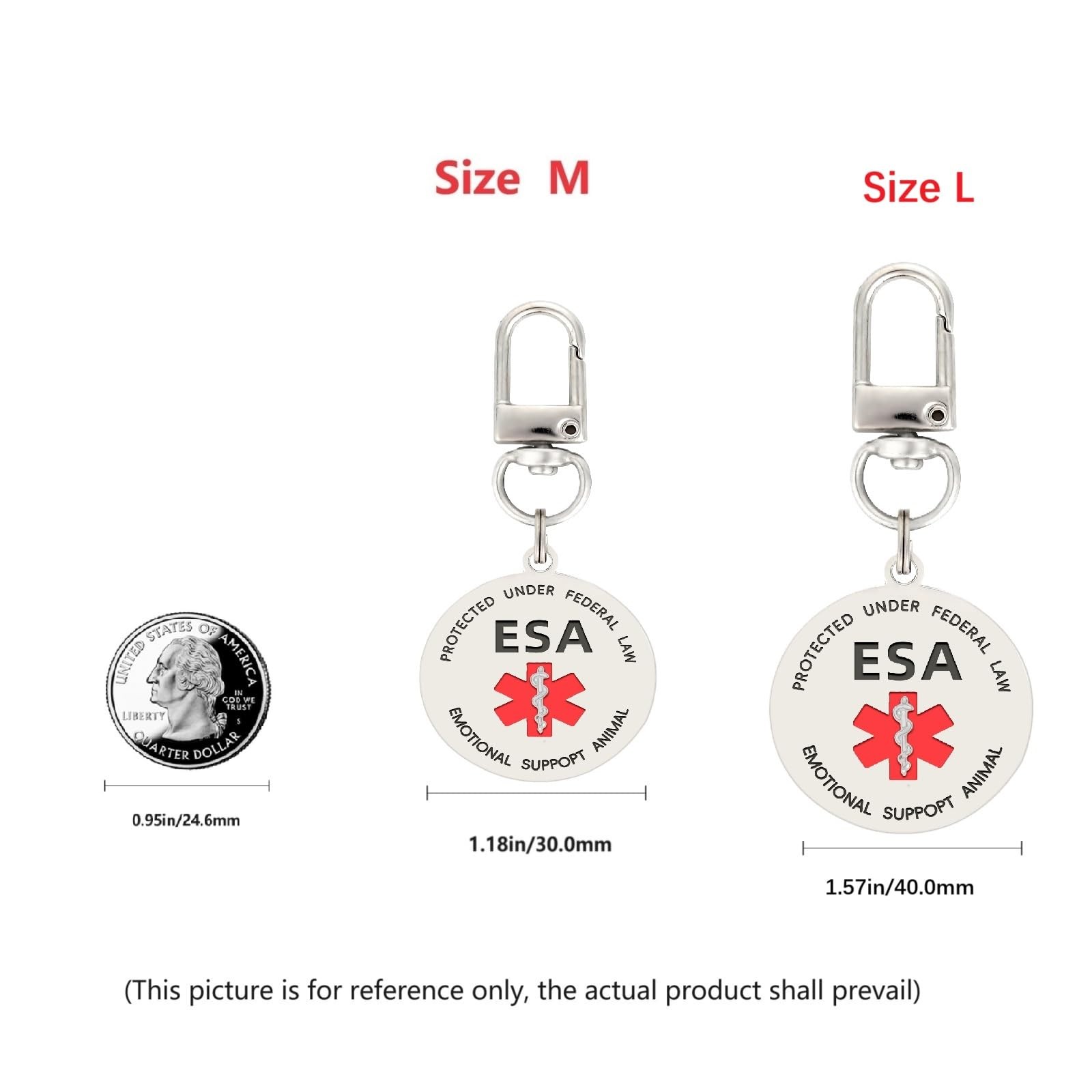 Emotional Support Animal Patches ESA Dog ID Tag Collar Harness Large 1.5×5.12