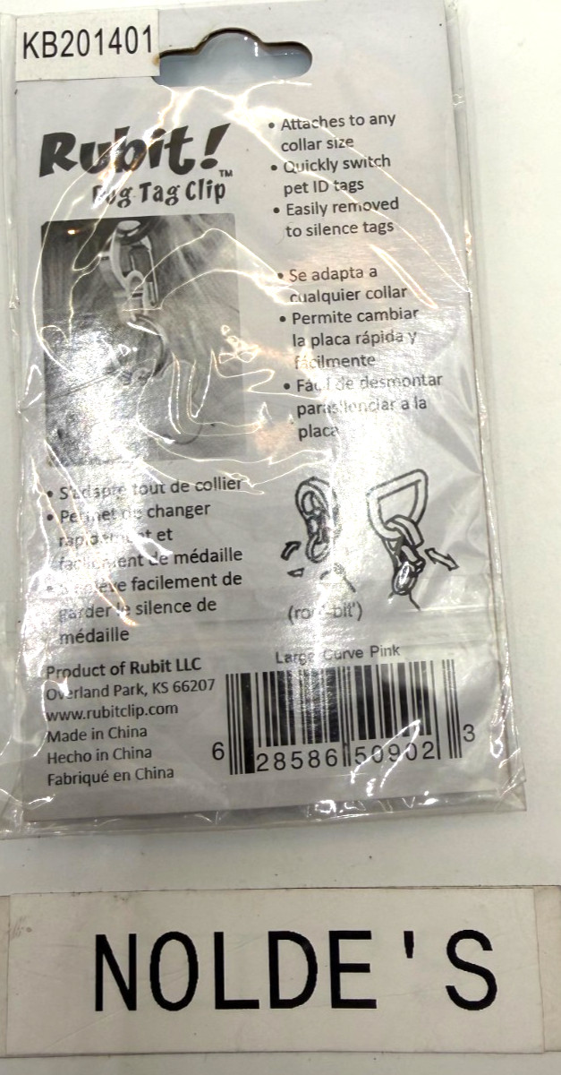 Rubit Large Dog Tag Clip Pink Metallic DS252B2TF849