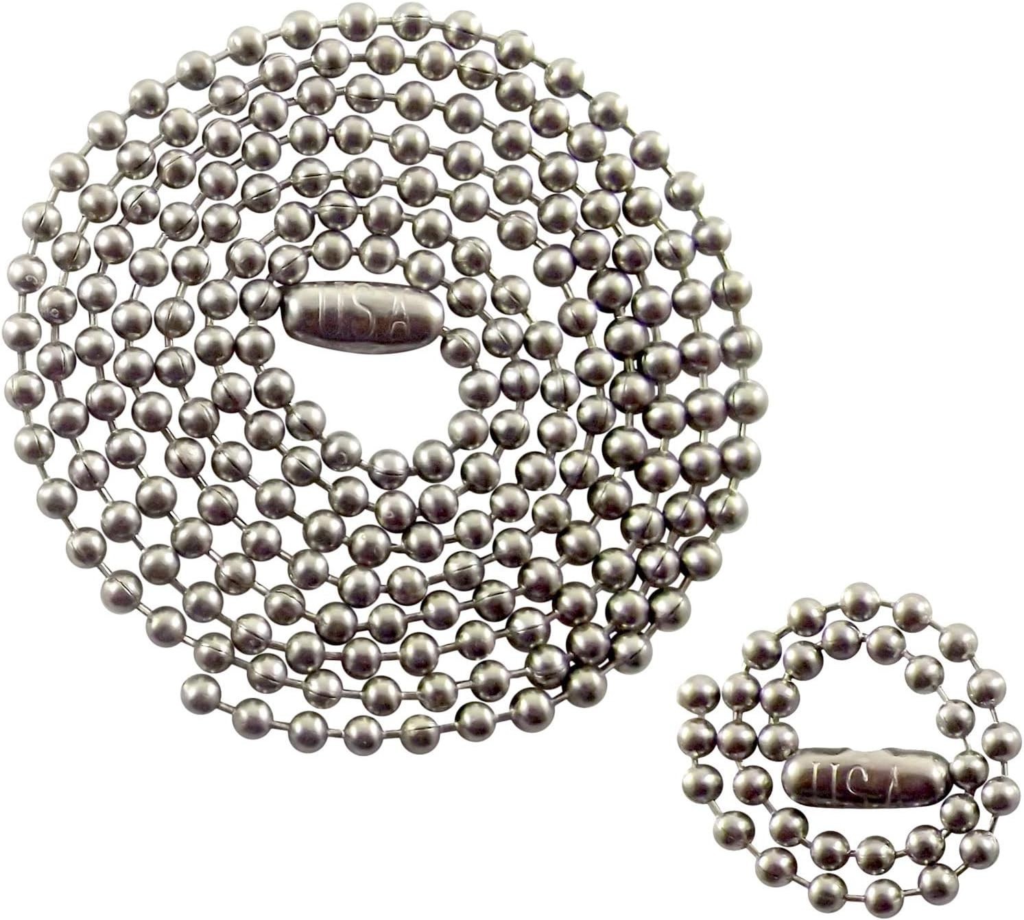 2-Piece Military Dog Tag Chain Set – Heavy Duty 27″ + 4.5″ Steel Chains