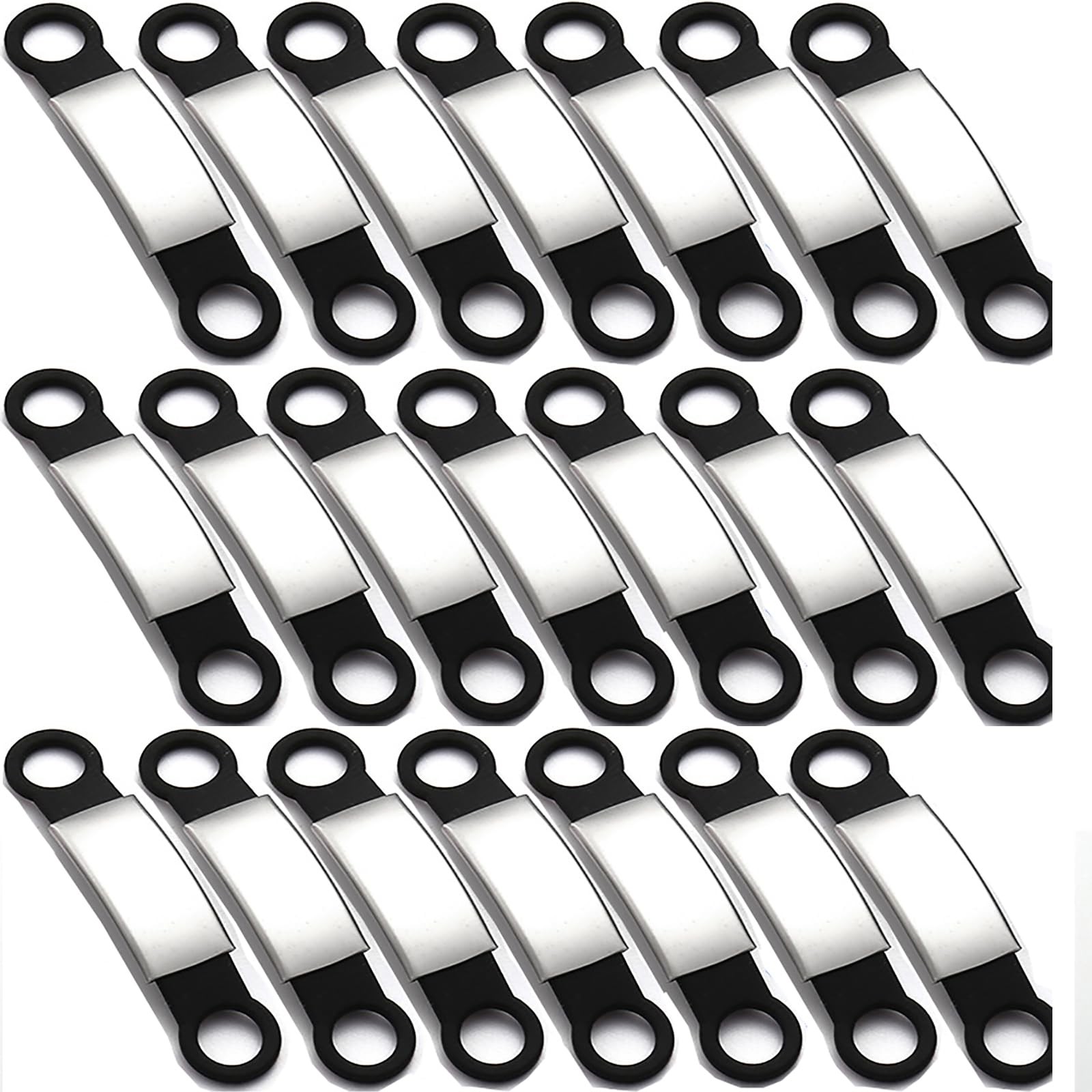 21 PCS Blank Slide On Silent Pet ID Tags Large Black Stainless Steel Tag
