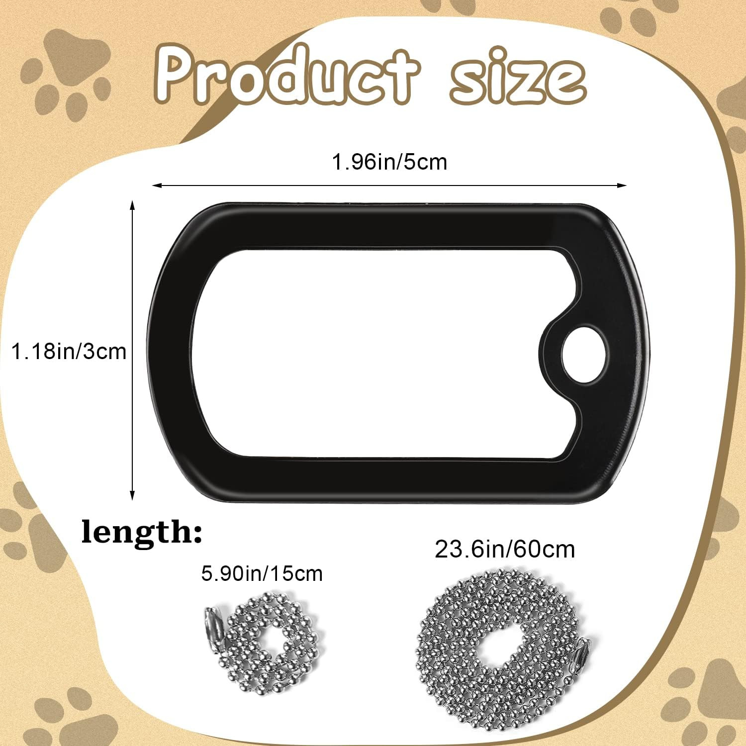 10 Pack Dog Tag Silencers, Black Engraved Tag Silicone Case with 4 Chains Army D