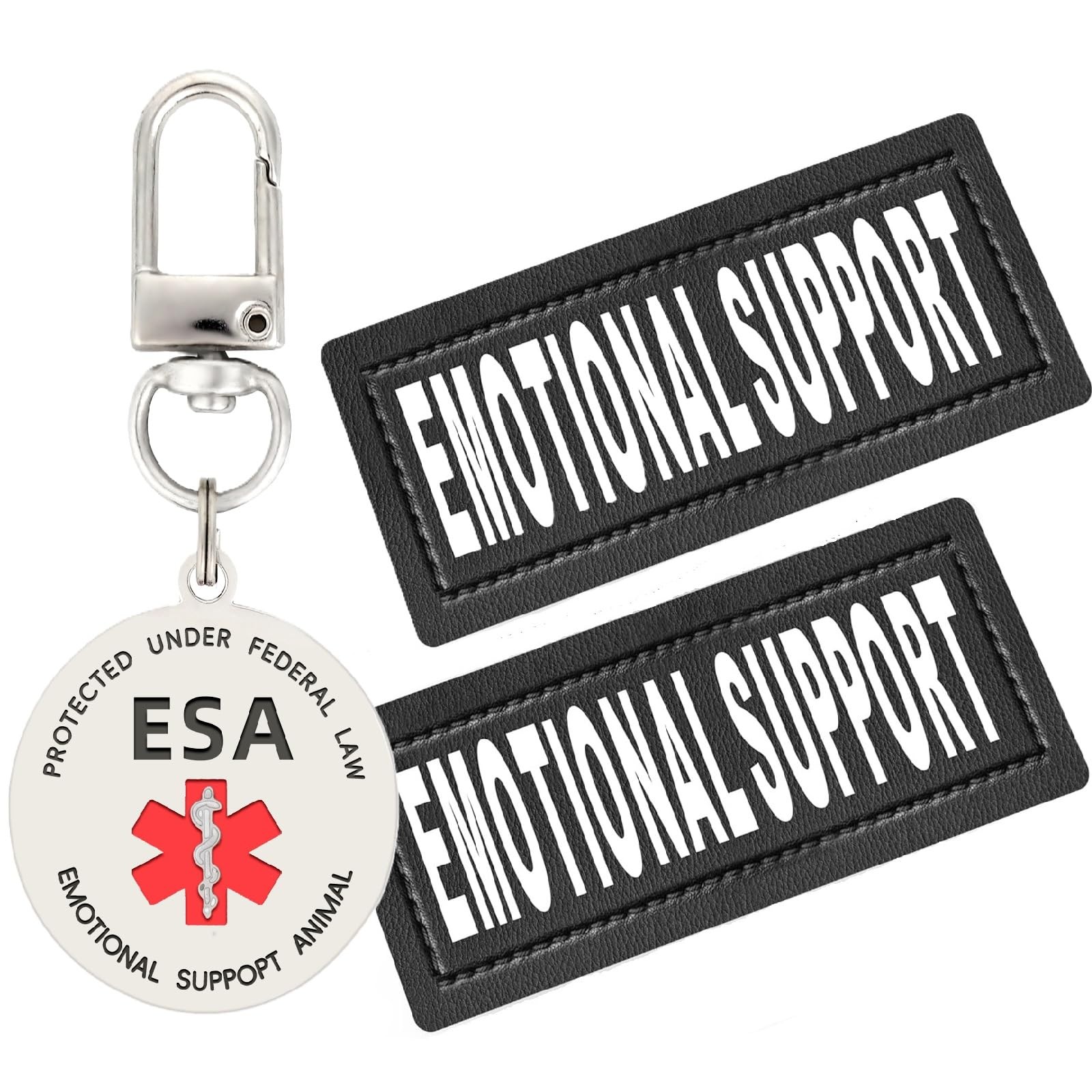 Emotional Support Animal Patches ESA Dog ID Tag Easily Attach to Collar Harne…