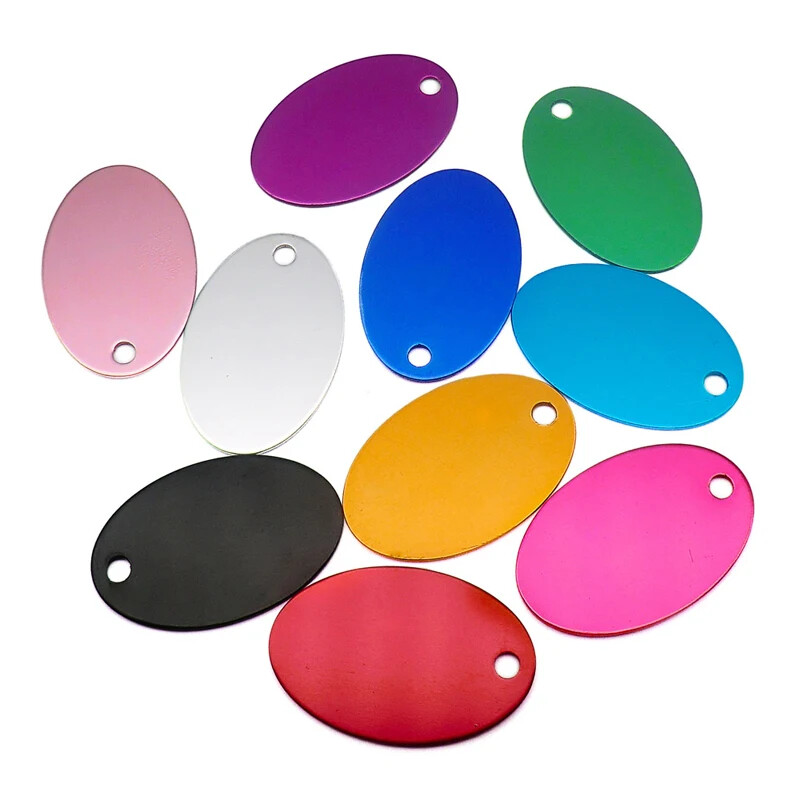 100Pcs Anodizing Aluminum Dog Tag Name Dog ID Tags Collar Customized Engraving