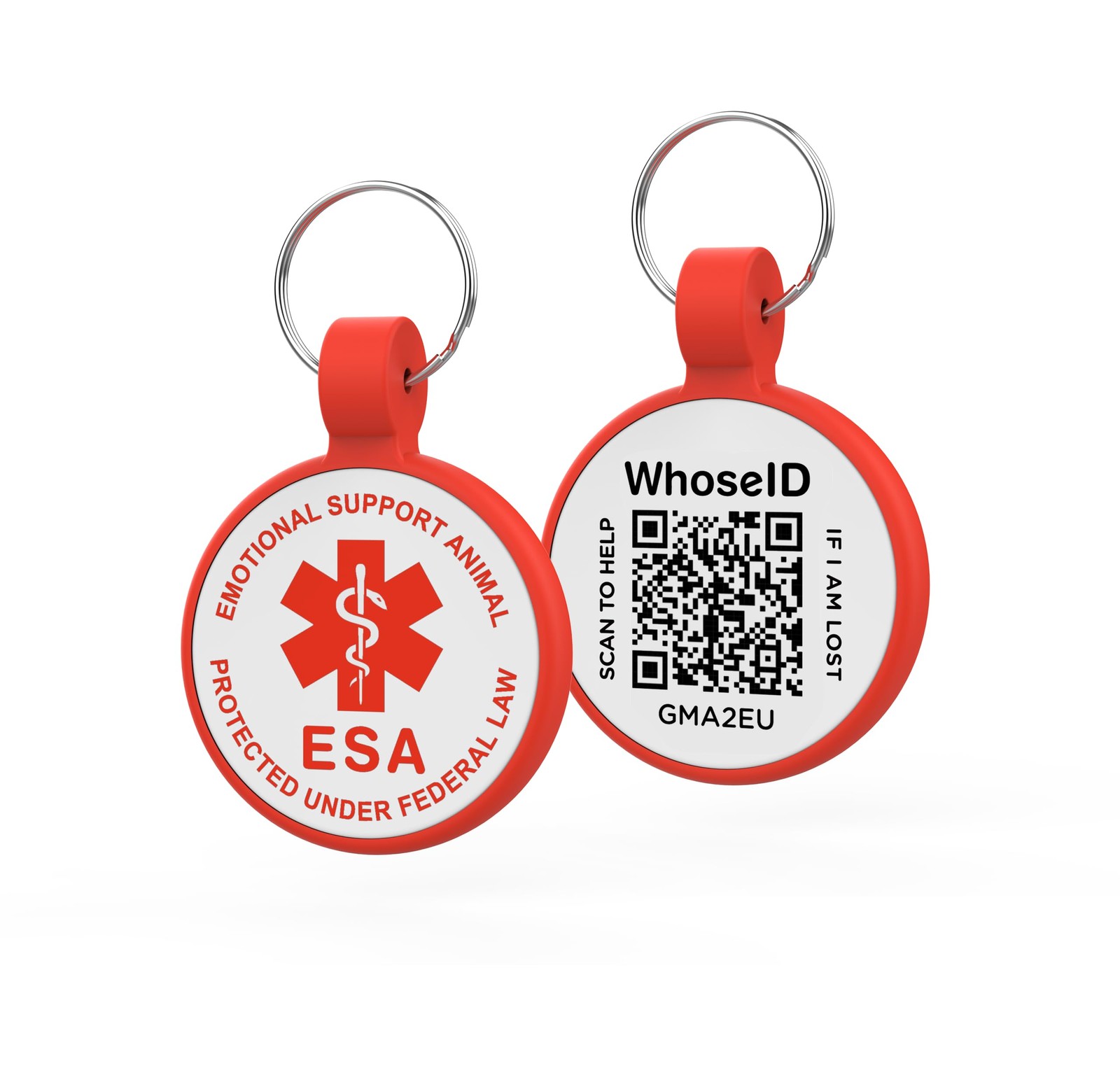 ESA Dog Tag Red Regular QR Code Modifiable Pet Profile Scannable ID Silicone