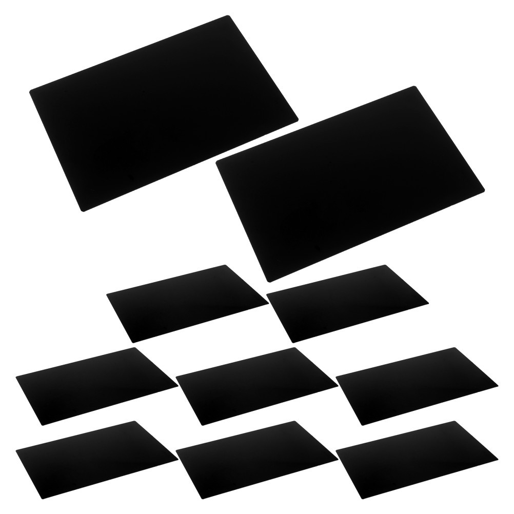 10Pcs Reusable Aluminum Blank Plates Black Metal Tags for Engraving Office Signs