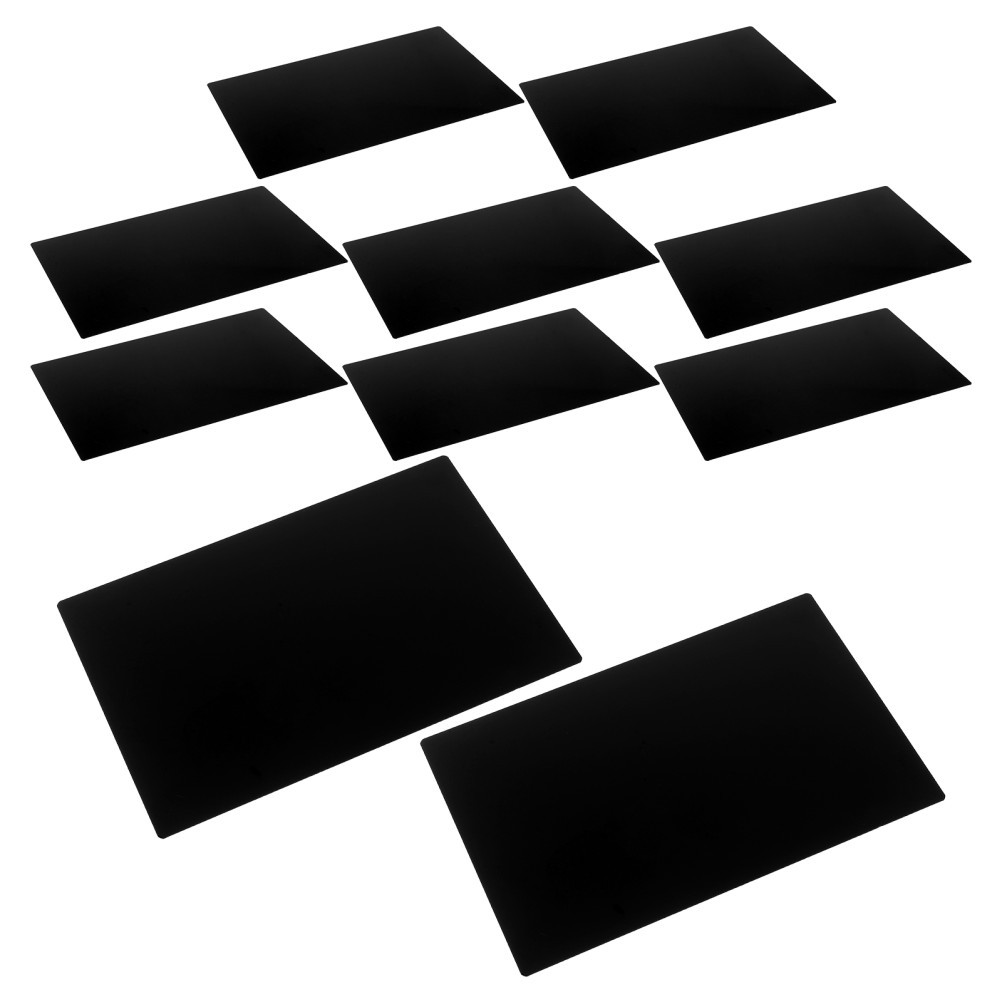 10Pcs Reusable Aluminum Blank Plates Black Metal Tags for Engraving Office Signs