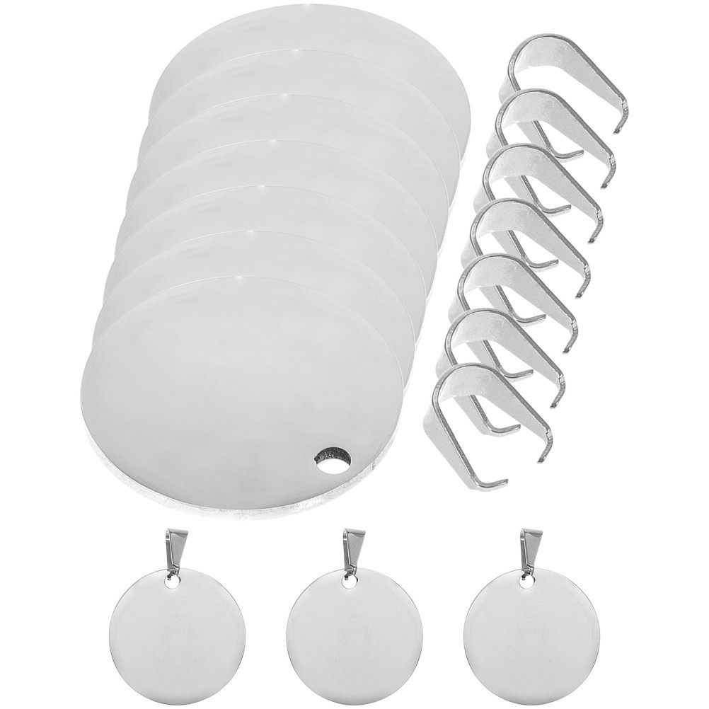 10pcs Blank Pet ID Tags Metal Round Dog Tags Titanium Steel Metal Dog Identity