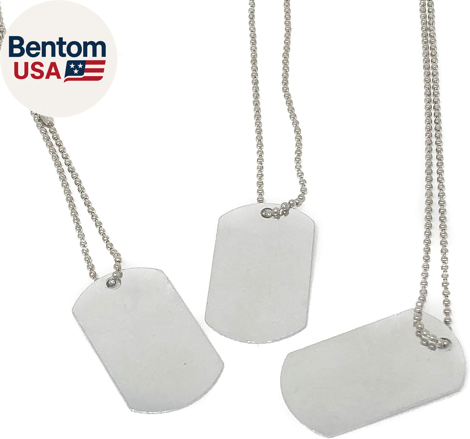 24 Piece Military Dog Tags – Silver Metal Necklaces with 2″ Tag with 24″ Chain –