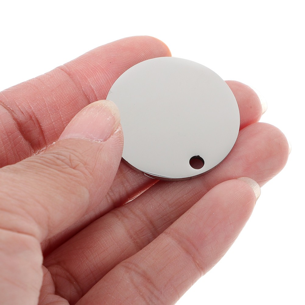 10pcs Blank Pet ID Tags Metal Round Dog Tags Titanium Steel Metal Dog Identity