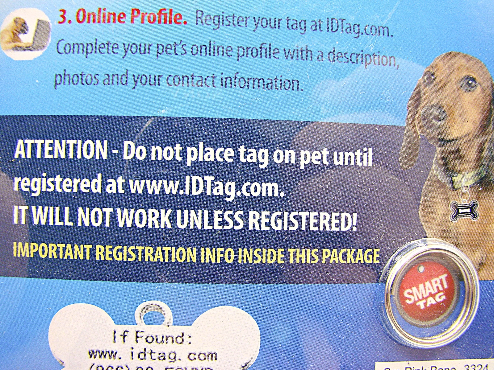 Smart Tag Pet ID Small Pink Bone Enamel EAlert Service Find Your Pet Fast