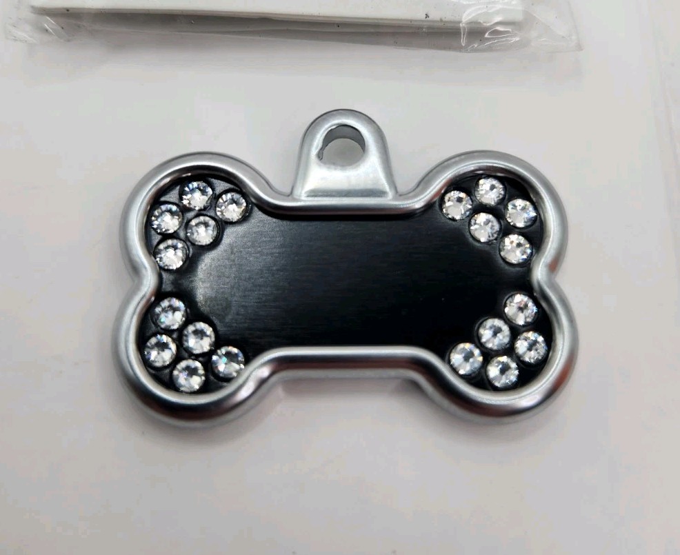 Dog Tag Works Custom Black Diamonds Engravable New Pet Collar Charm Keychain