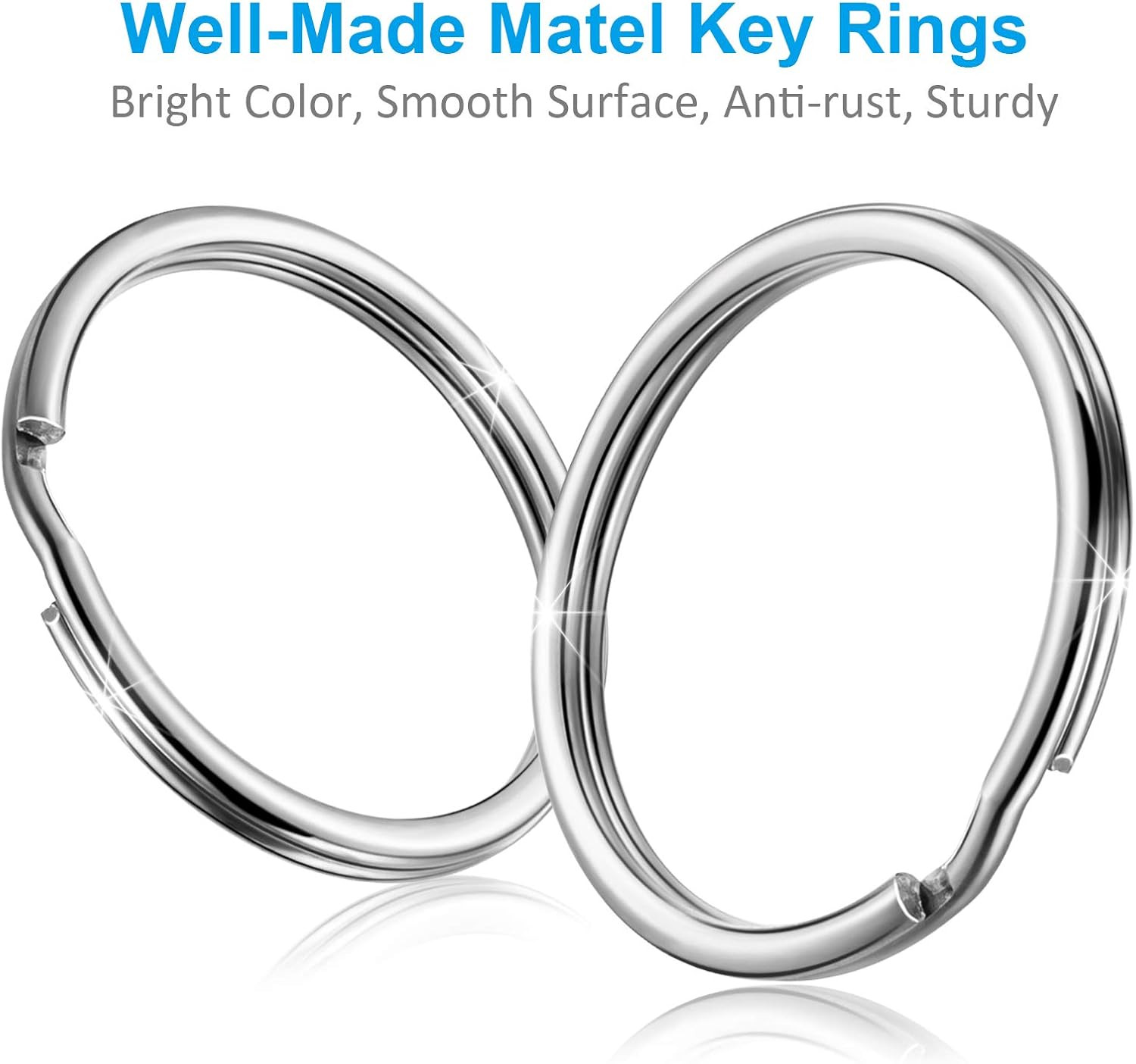 20 Pcs Stainless Steel Split Key Rings Assorted Sizes for DIY Dog Pet Collar Tag