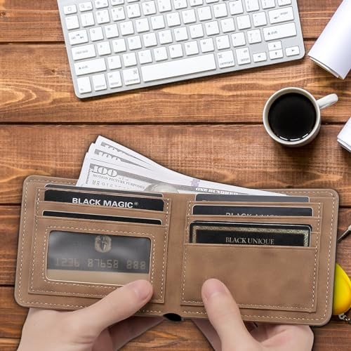 THTCSQ To My Son Gifts,Leather Wallet for Men,Engraved Never Feel Son from Mom