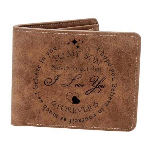 Leather Wallet for Men, Engraved Personalized – Birthday & for Never forget Son