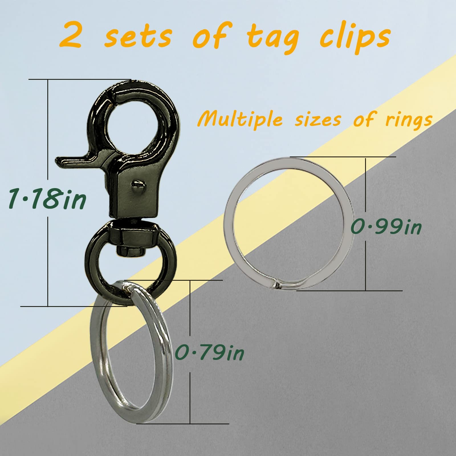 2 Pack Black Easy Change Dog Tag Clips for Pet ID Tags Small Medium Large