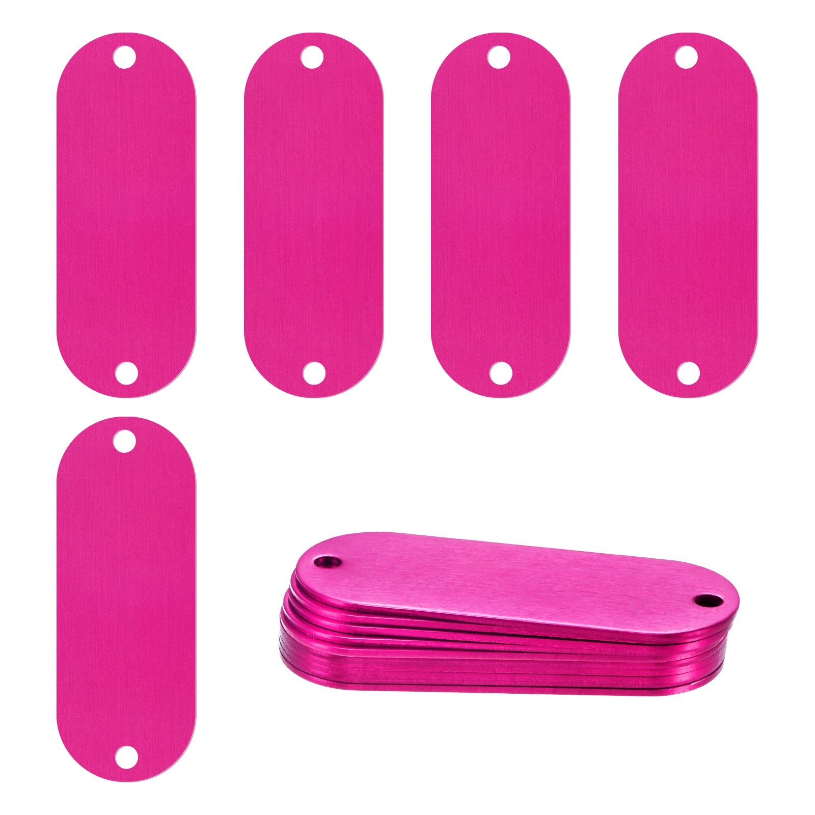 15-Pack 2″ x 0.75″ x 0.04″( L x W x T ) Blank Dog Tags [Rose Red, 2 Holes]