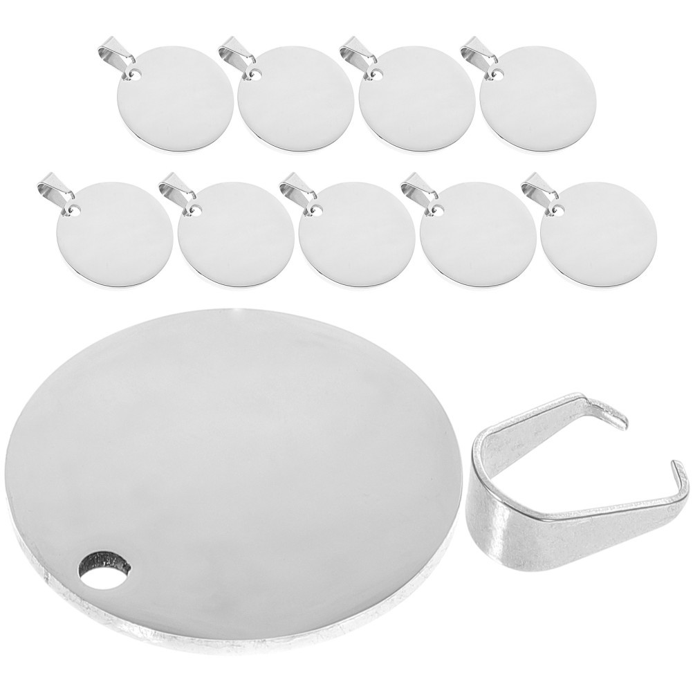 10pcs Blank Pet ID Tags Metal Round Dog Tags Titanium Steel Metal Dog Identity