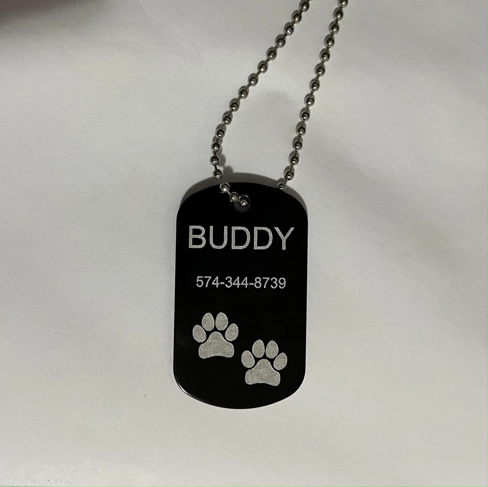 Custom Aluminum Dog Tags with Chain (Black)