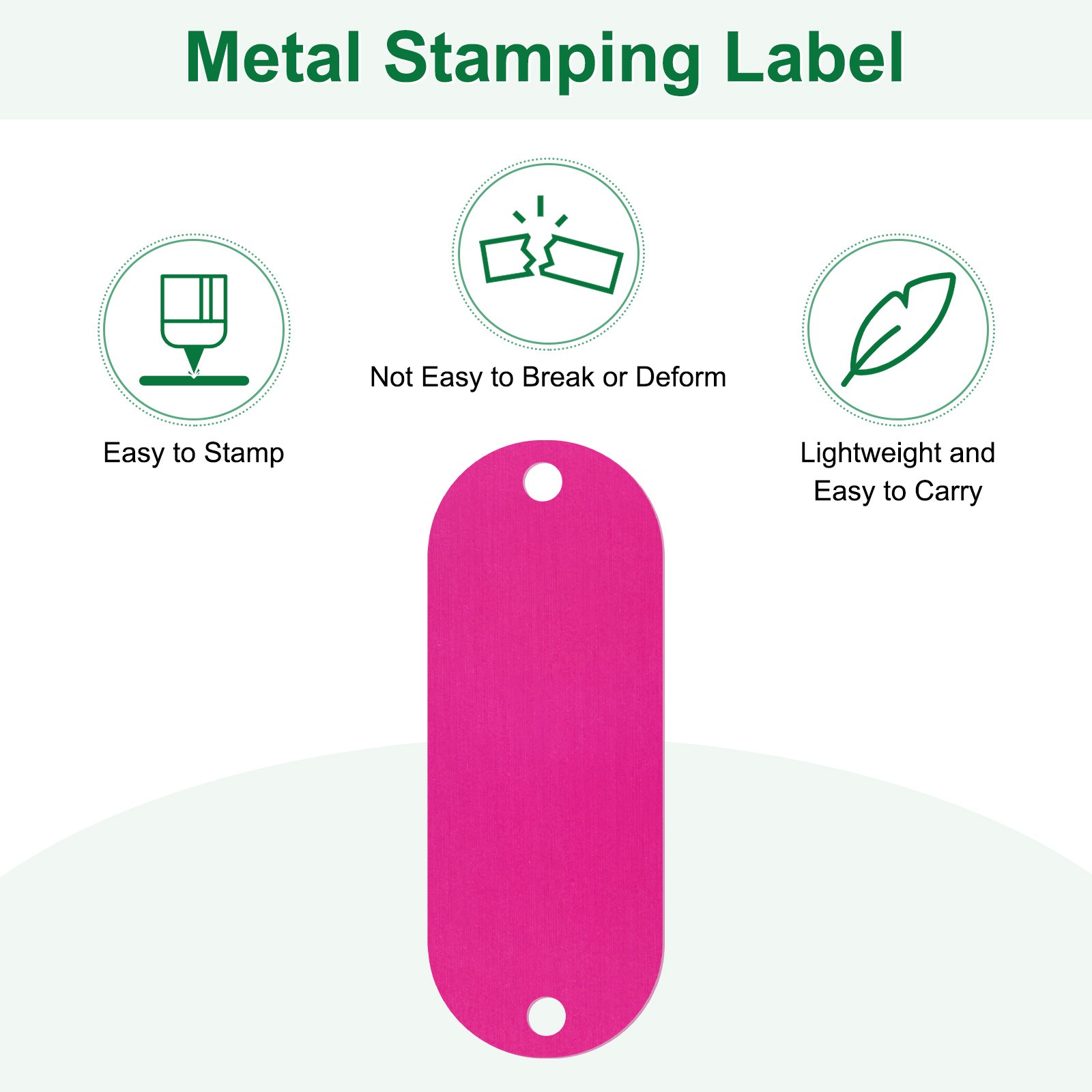 15-Pack 2″ x 0.75″ x 0.04″( L x W x T ) Blank Dog Tags [Rose Red, 2 Holes]