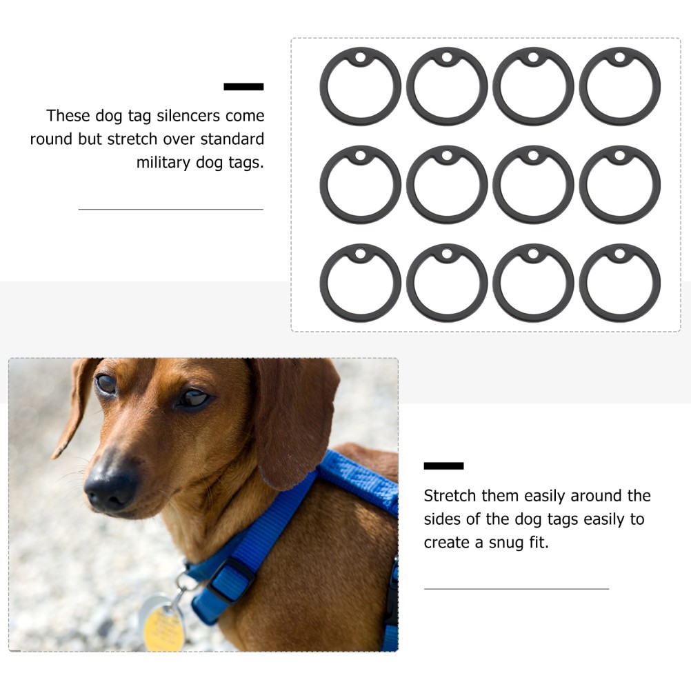 12Pcs Durable Silicone Tag Silencers for Pet Use Snug Fit on Standard Dog Tags